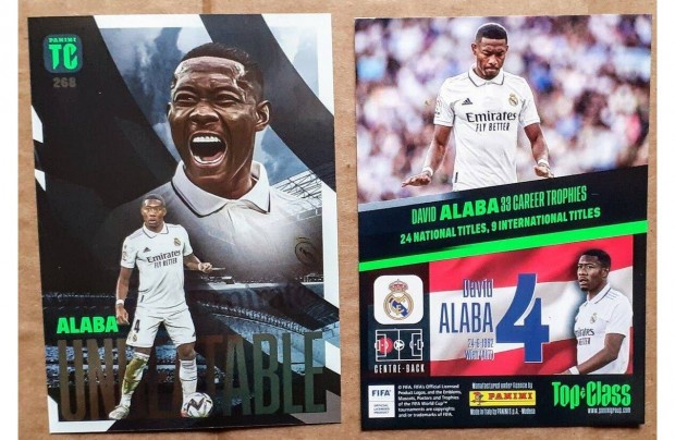 David Alaba Real Madrid Unbeatable focis krtya Panini Top Class 2023