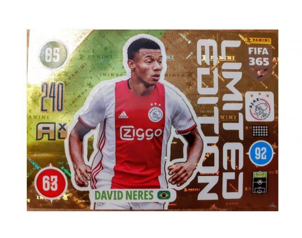 David Neres AFC Ajax Limited Edition focis krtya Panini FIFA 2021