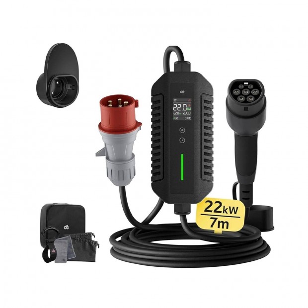 D hordozhat tlt 22kW, 32A, CEE 32A, Type2, 7m, LCD