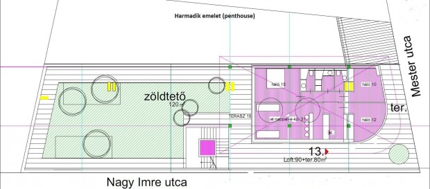 Debrecen Mester u. 20 alatt 90 m2-es N+3 szobs penthouse laks elad