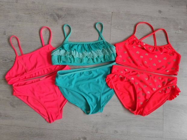 Decathlon Tribord neon narancs színű lányka bikini - 140-146, 10-11 év
