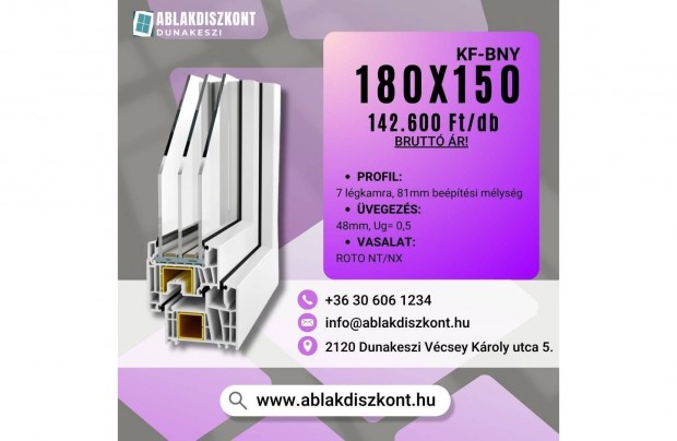 Decco 180x150 műanyag ablak 3 rétegű üvegezéssel