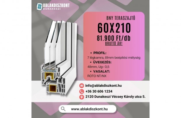 Decco 60x210 buk�-ny�l� m�anyag teraszajt� 3 r�teg� �vegez�s rakt�rr�l