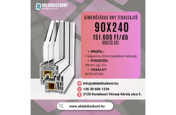 Decco 90x240 �tmen�z�ras m�anyag teraszajt� 3r�teg� �vegez�s rakt�rr�l