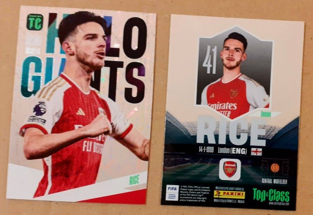 Declan Rice Arsenal Holo Giants focis kártya Panini Top Class 2024