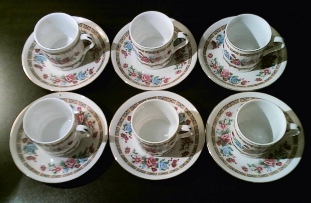 Dekoratv rzsamints retro knai porceln kvskszlet 6 sz. hibtlan