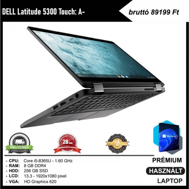 Dell Latitude 5300 rintkpernys: A- laptop (i5; 8 GB DDR4; 13.3")