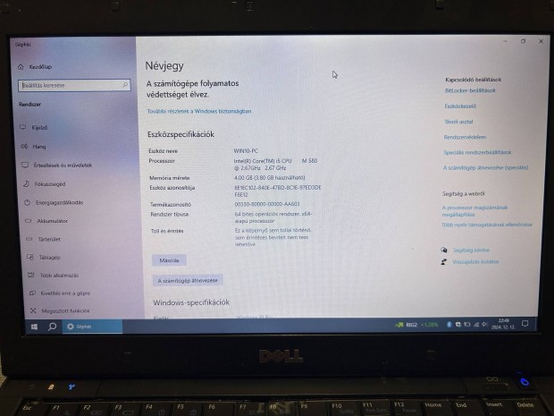 Dell Latitude E4310 i5-580M 4GB 64GB 250GB SSD Win10 üzleti laptop