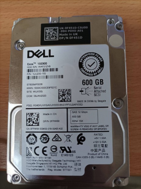 Dell Szerver HDD 600Gb 2,5"
