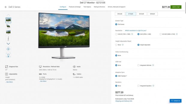 Dell (S2721DS) 27 , 2560x1440 (Qhd) IPS Monitor (talp nlkl!) (2 db)