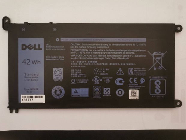 Dell eredeti Wdx0R akkumultor