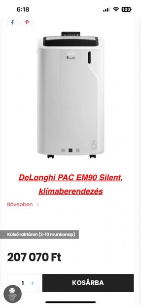 Delonghi Pac EM90 Silent klmaberendezs