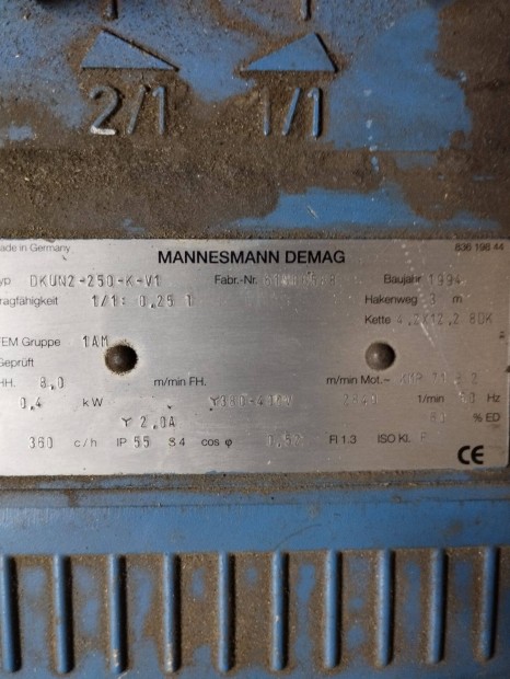 Demag elektromos lncos emel