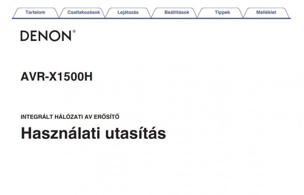 Denon AVR-X1500H magyar nyelv hasznlati utasts