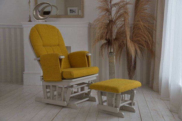 Design Plus szoptatós fotel mustár szürke