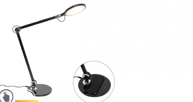 Design asztali lámpa érintőképenyős leddel és indukcios töltővel