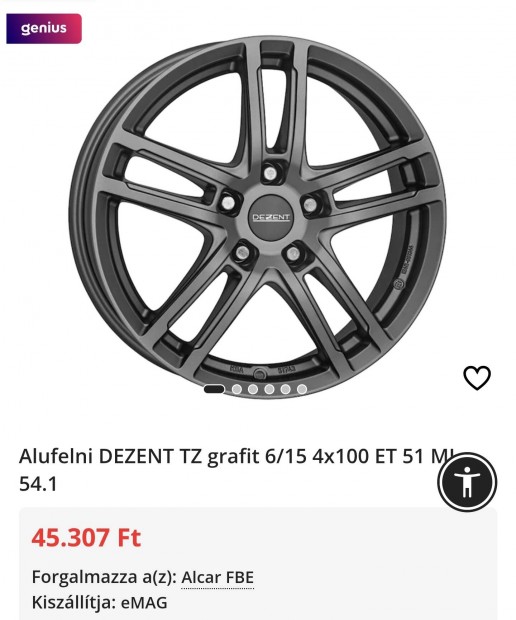 Dezent TZ Graphite 4x100 15" 