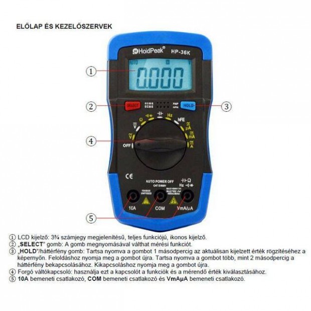 Digitlis Multimter - Holdpeak 36K ( HP-36K ) ()