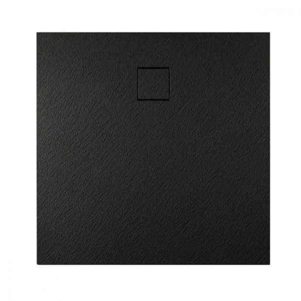 Diplon BST8301, Kő textúrájú 90x90 cm zuhanytálca, fekete színben lef