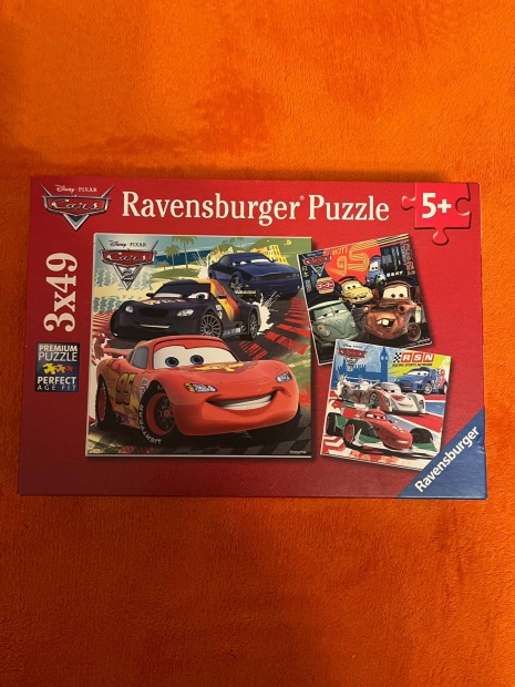Disney Cars Ravensburger gyerek puzzle, kirakó 3x49db 5 éves kortól!