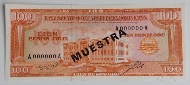 Dominika 100 peso, Muestra, UNC bankjegy
