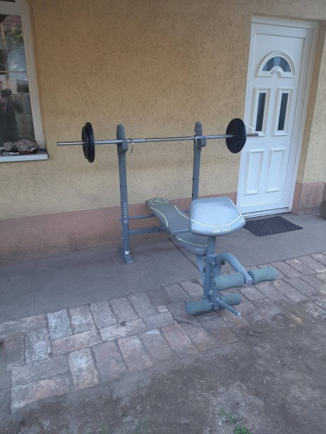 Domyos többfunkciós fekpad súlyzókészlet súly rúd