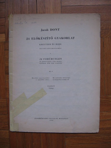 Dont 24 előkészítő gyakorlat op.37. - hegedű kotta