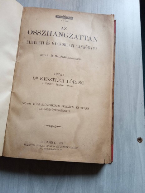 Dr. Kesztler Lrinc - Az sszhangzattan elmleti s gyakorlati tankn