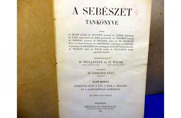 Dr. Wullstein és Dr. Wilms: A sebészet tankönyve I