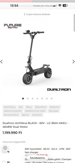 Dualtron New Achilleus Black - 60V - LG 35AH AKKU - 4648W Dual Motor