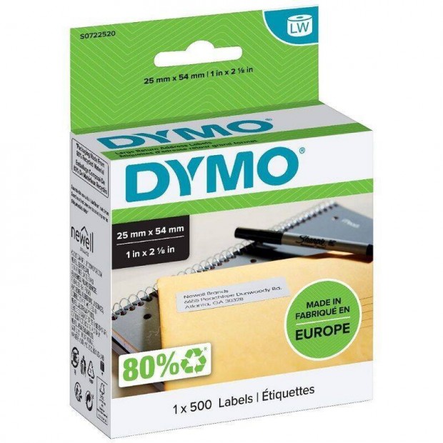 Dymo Labelwriter etikett 11352 54mmx25mm (500db/tekercs), Eredeti