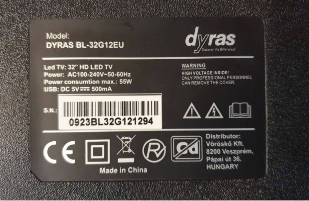 Dyras BL-32G21EU LED Lcd tv hibs trtt alkatrsznek