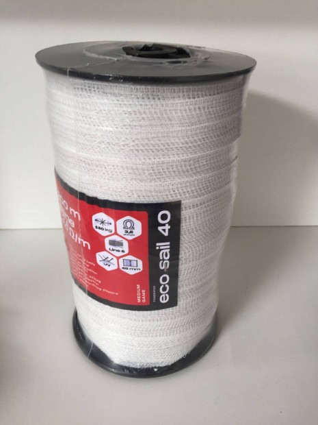 ECO Sail 40 Villanypásztor szalag fehér 3,8 /m, 120kg, 200m, 40mm