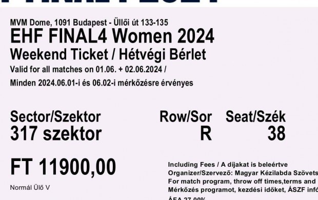 EHF Final4 Women 2024 berlet