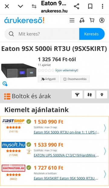 Eaton 9SX 5000i RT3U on-line 1:1 UPS