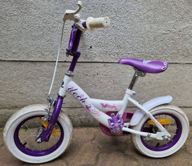 Egyedi svjci gyerek bicikli 12" col fehr + lila