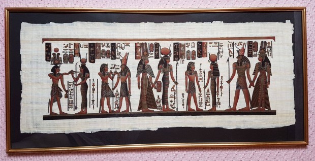 Egyiptomi papirusz arany kpkeretben elad