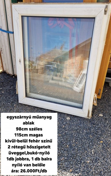 Egyszrny manyag ablak 98*115