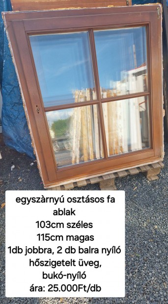 Egyszrny osztsos fa ablak 103*115