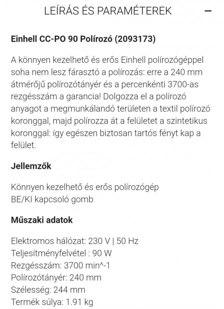 Einhell polírozó