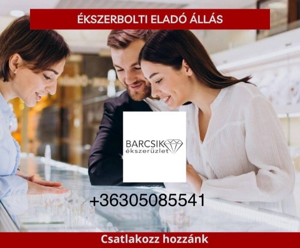 Ékszerüzletbe eladót keresünk!