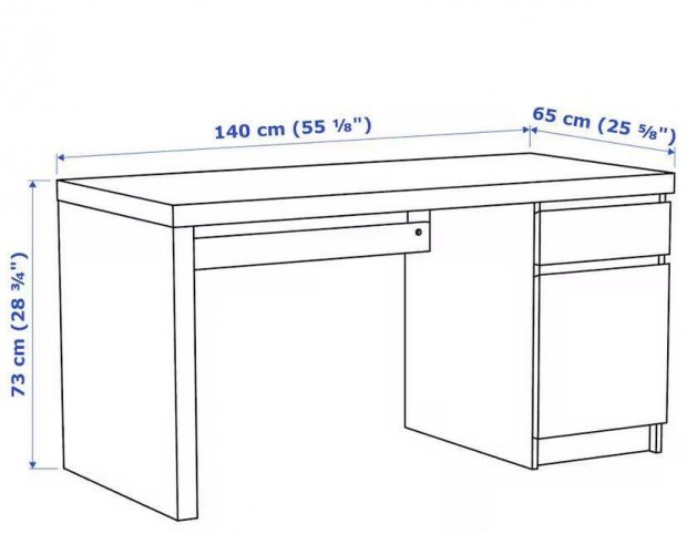 Elad 1 db fekete IKEA Malm rasztal. F elemeire sszerakva, hibt