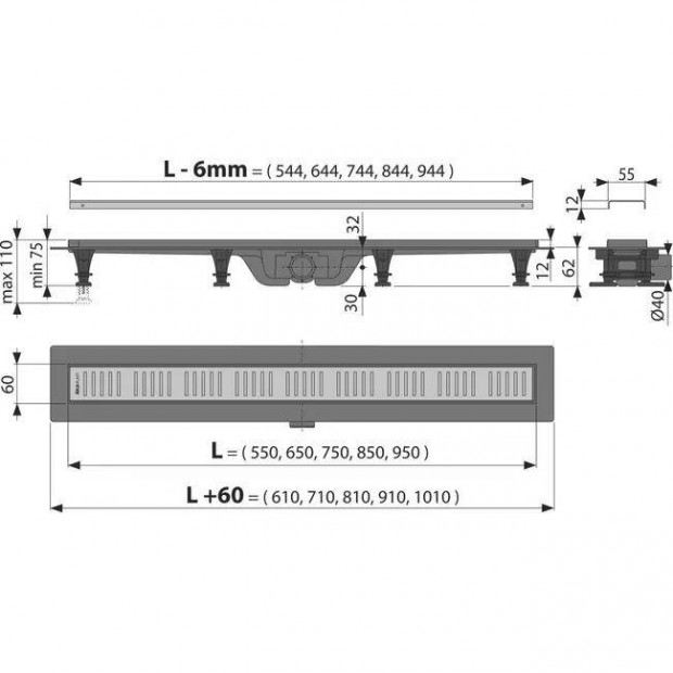 Elad 2db Alca Apz10 Simple zuhanyfolyka, 95cm