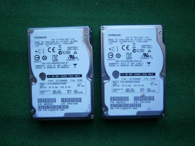 Elad 2db hasznlt 146GB-os Hitachi SAS szerver merevlemez