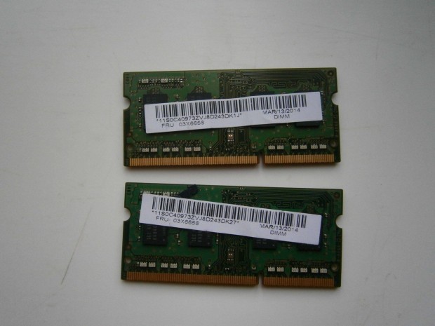 Elad 2x4GB DDR3 Samsung 1Rx8 PC3L-12800S laptop memria