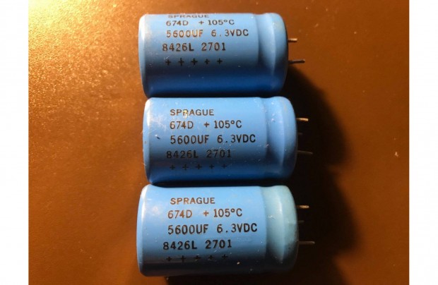 Elad 3 db, Sprague 5600 uf 6,3 VDC elektrolit kondenztor