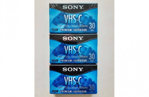 Eladó 3 db új bontatlan Sony VHS-C videokamera kazetta