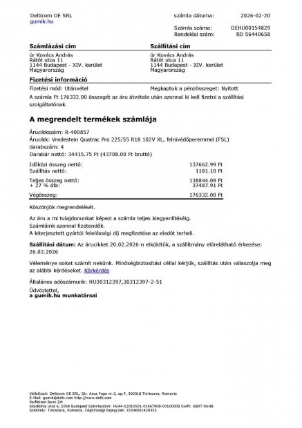 Elad� 4 db 4 �vszakos �j gumi Verdestin 225/55/R18