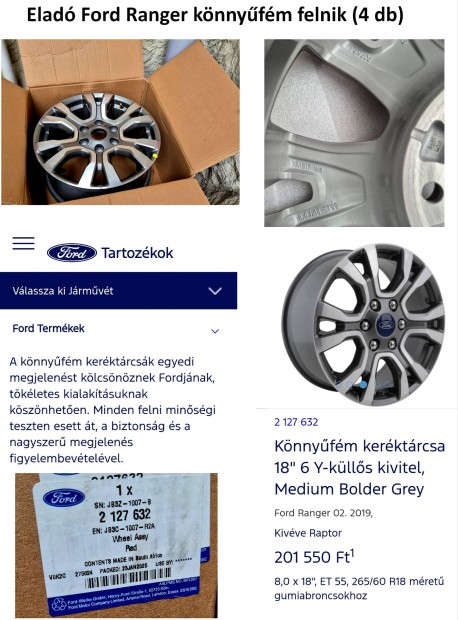 Elad 4 db gyri Ford Ranger felni, alufelni 