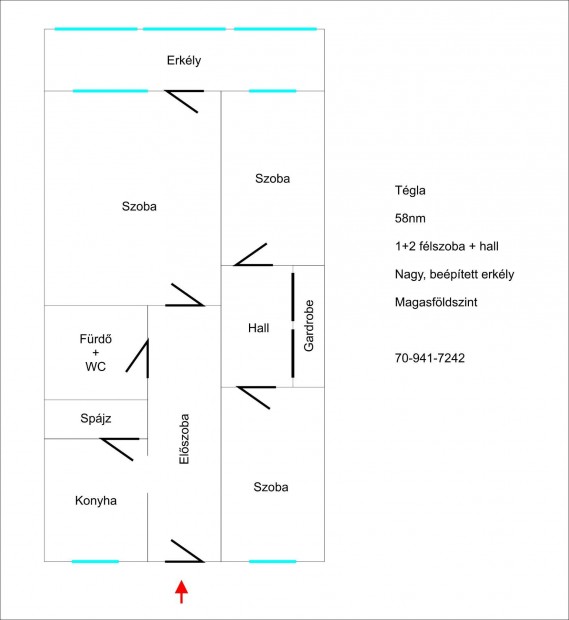 Elad� 58nm-es, 1+2f�lszoba hallos T�gla lak�s Duna�jv�rosban!